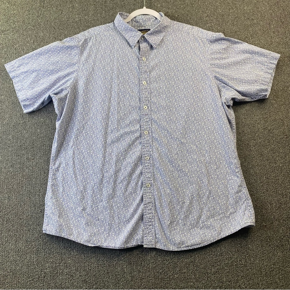 Cremieux Blue White Paisley Men Button Up Shirt Short Sleeve Western Country XL